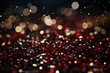 Christmas background with bokeh defocused lights and stars. Dark Red Glitter Background for Christmas or Special Occasion.