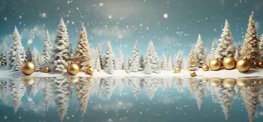 Snowy Forest Festive Background - AI Generated