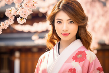 Wall Mural - A Japanese beauty in kimono