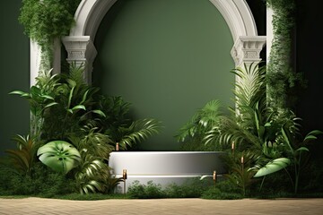 Poster - beauty minimalist display podium. art of presentation. abstract geometric stage for modern showcase.