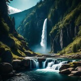 Fototapeta Natura - waterfall in the mountains