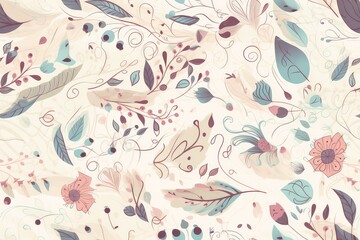  hand drawn botanical flower pattern in watercolor style