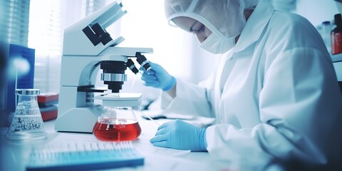 Poster - The concept of fighting coronavirus by doctors and in laboratories
