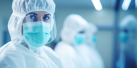 Poster - The concept of fighting coronavirus by doctors and in laboratories