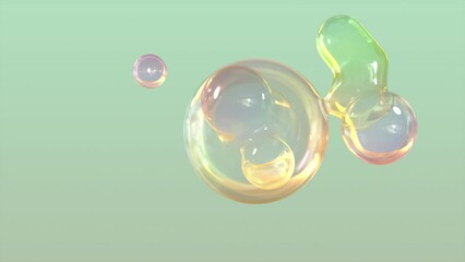 Aufkleber - 3D Background Abstract Metaballs in multiple colors. Bright holographic colors. Ultra-HD in 4K size. Alpha matte and a looped, seamless 3D animation.