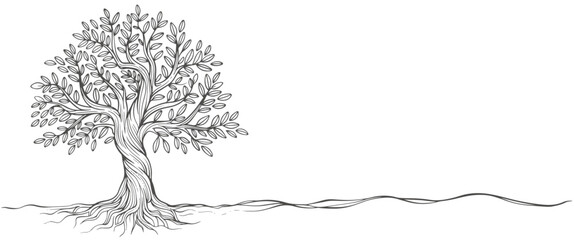 Tree of life line art vector illustration