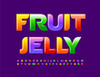 © Popskraft - Vector tasty sign Fruit Jelly. Colorful Glossy Font. Bright Creative Alphabet Letters and Numbers set