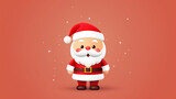 Fototapeta Na ścianę - Cute Santa Claus on minimalist background with copy space. Merry Christmas and Happy New Year. Christmas greeting card.