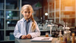 © Studio Nova - Little girl portrays a scientist in a classroom or lab.