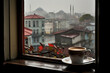 A cup of turkish coffee on a rainy day in Istanbul
