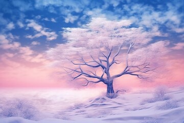 Wall Mural - winter landscape background, generative ai.