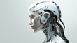 cyber futurista em perfil, fundo branco