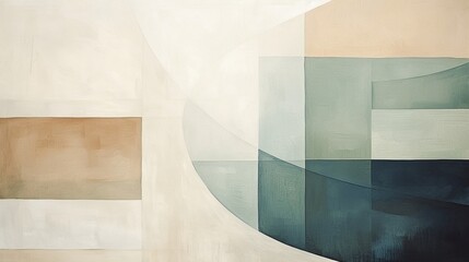 Wall Mural - craft an elegant minimalist abstract composition with muted colors and subtle lines.
