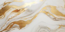White Marble Background With Gold Swirl Pattern. Generative AI