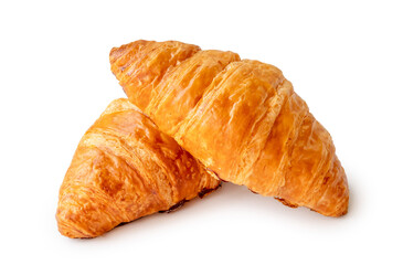 two piece of croissant in stack isolated on white background with clipping path