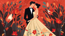 Cartão De Casamento Com Noivos 