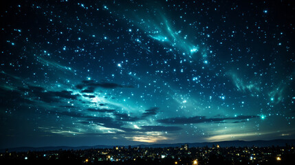 Wall Mural - Starry Night Sky: An image of a clear night sky filled with thousands of stars, with a soft, natural night light.