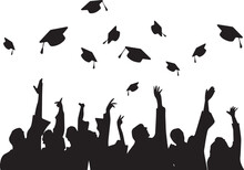 graduation ceremony, graduates, diverse, happy people with caps, university, academic title