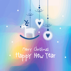 Wall Mural - Merry Christmas, New year greeting card. Decorative abstract background. Sky with stars.