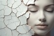Beauty With Cracks, Featuring Closeup Of Girls Face Adorned With Skincare Creams