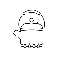 Sticker - Teacup line icon icon. Teapot or samovar flat icon. Thin line signs for design logo, visit card. Symbol for web design or mobile app. Cup outline pictogram