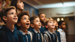 © visoot - Schoolchildren enjoying classical art exhibition at art gallery.