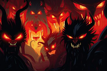  Symbolic image of demons in abstract style