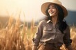 Asian Woman Farmer Professional Backdrop Generative AI
