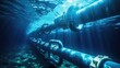 Oil pipeline underwater, Underwater pipeline for gas or oil transport.