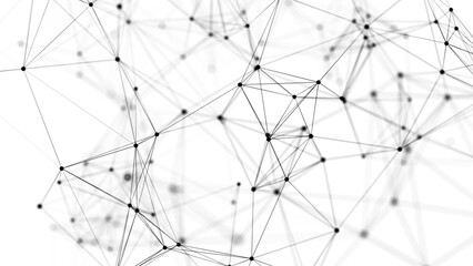 Black network connection structure. Abstract technology with points and lines. Digital futuristic background or wallpaper. Big data visualization. 3D rendering.
