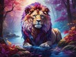lion in the night, fantasy theme, ai generated