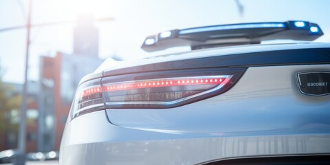 Aufkleber - A Close-Up of Police Car Lights, Illuminating the Urban Landscape, Signifying the Vigilance and Dedication of Law Enforcement in the Heart of the City