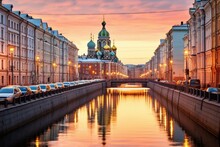 Scenic Cityscape Of St. Petersburg, Russia. Generative AI