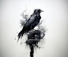 Ethereal Raven Perch Abstract Artistry