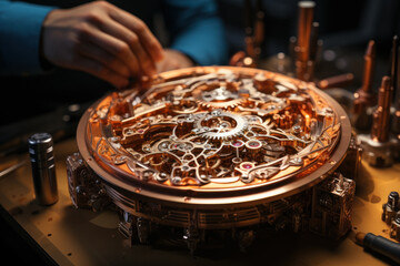 Poster - A precise watchmaker assembling intricate timepieces with precision tools. Concept of precision and artistry. Generative Ai.