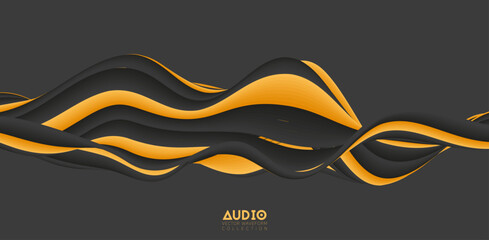 Poster - sound wave visualiztion. 3d solid waveform. voice sample pattern.