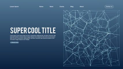 Poster - Landing page abstract design with shattered elements. Template for website or app.