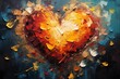 Digital watercolor art featuring a textured paper with a colorful oil painted heart