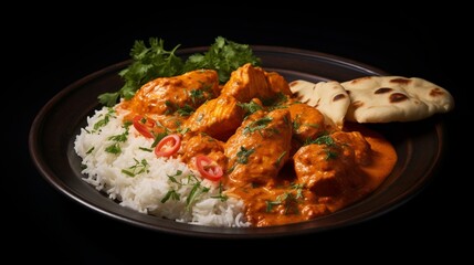 Canvas Print - A plate of chicken tikka masala, with tender pieces of chicken in a rich and flavorful curry sauce.