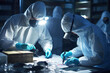 Forensic experts examining evidence in a well-lit and professional environment. Generative Ai