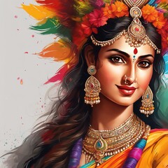 Wall Mural - Beautiful Indian girl in traditional costume