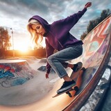 woman on the skateboard