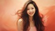 woman long hair smiling wearing pink top popular south korean makeup streaming young actress serial ginger pop