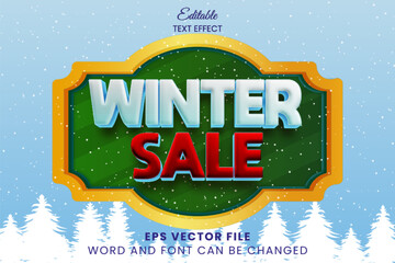 Poster - Winter sale vector text effect. Winter season promotion text style