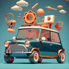 3D cartoonish car