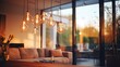 beautiful blurred background of a light modern home interior with beautiful lighting, blurred picture, Generative AI