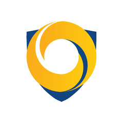 Poster - this image depicts a logo of a blue shield with a yellow letter O on it on a white background
