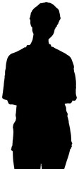 Poster - Digital png silhouette image of woman with arms crossed on transparent background
