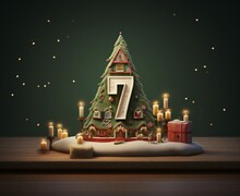 The Number 7 Expressed In A Christmas Mood