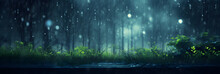Abstract Monsoon Night Background With Forest Rain